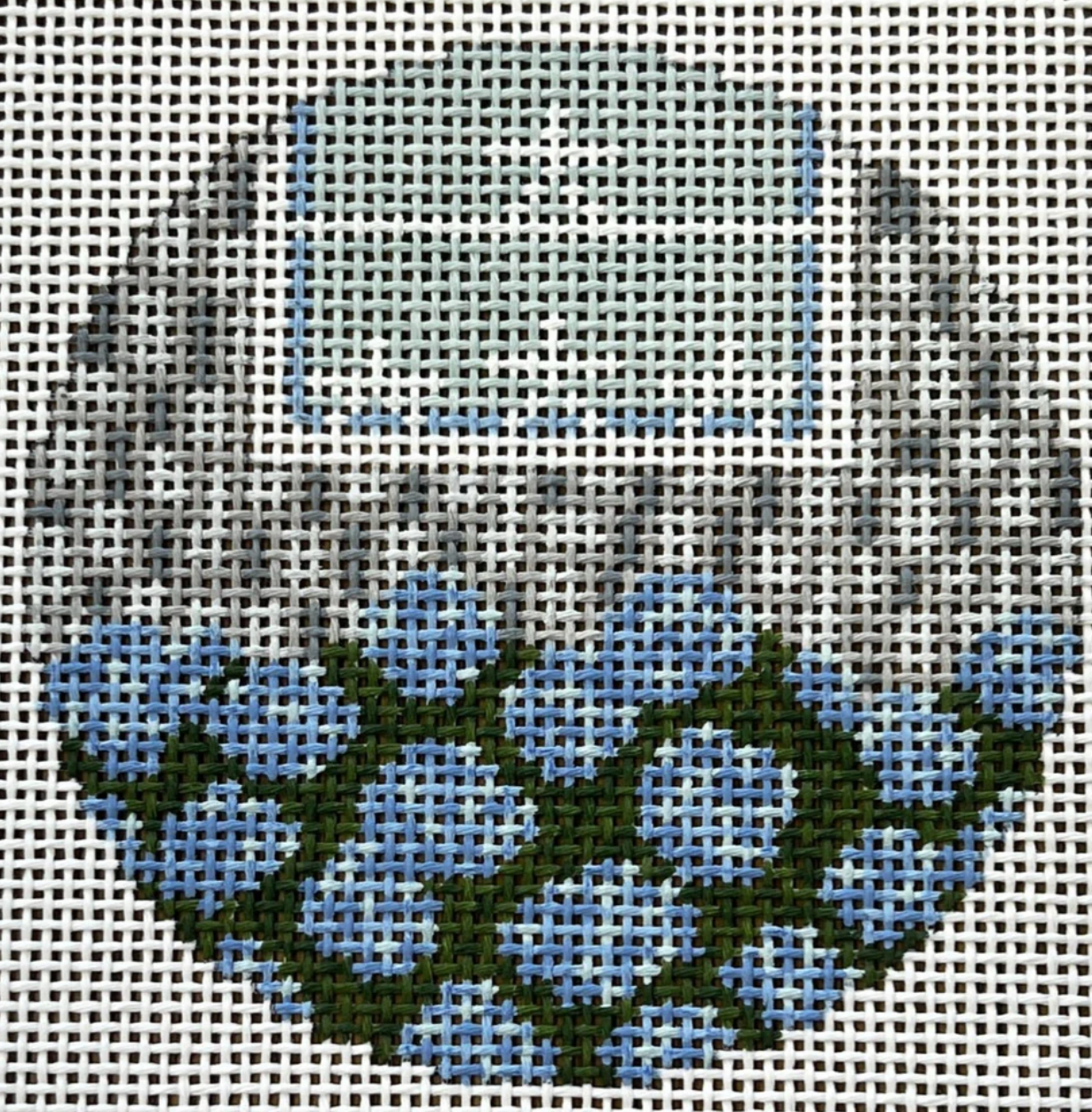 gingham stitchery Shingles and Stars ROUND Blue needlepoint canvas