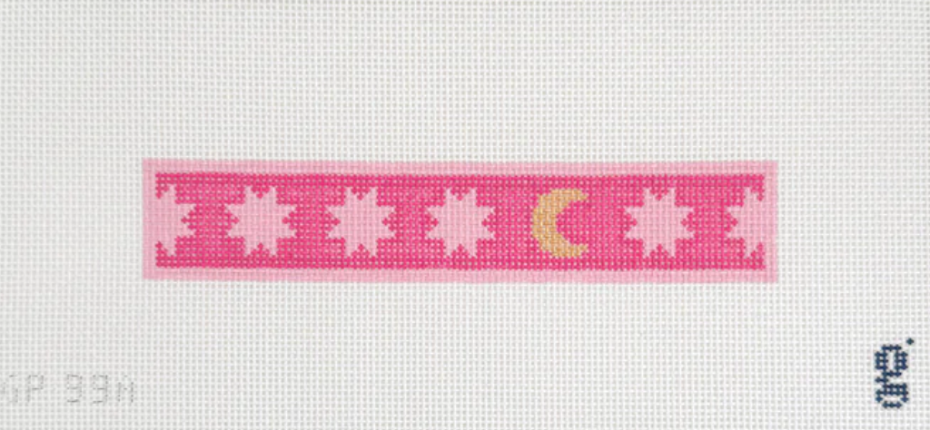 goodpoint Moon and Stars Key Fob Pink needlepoint canvas