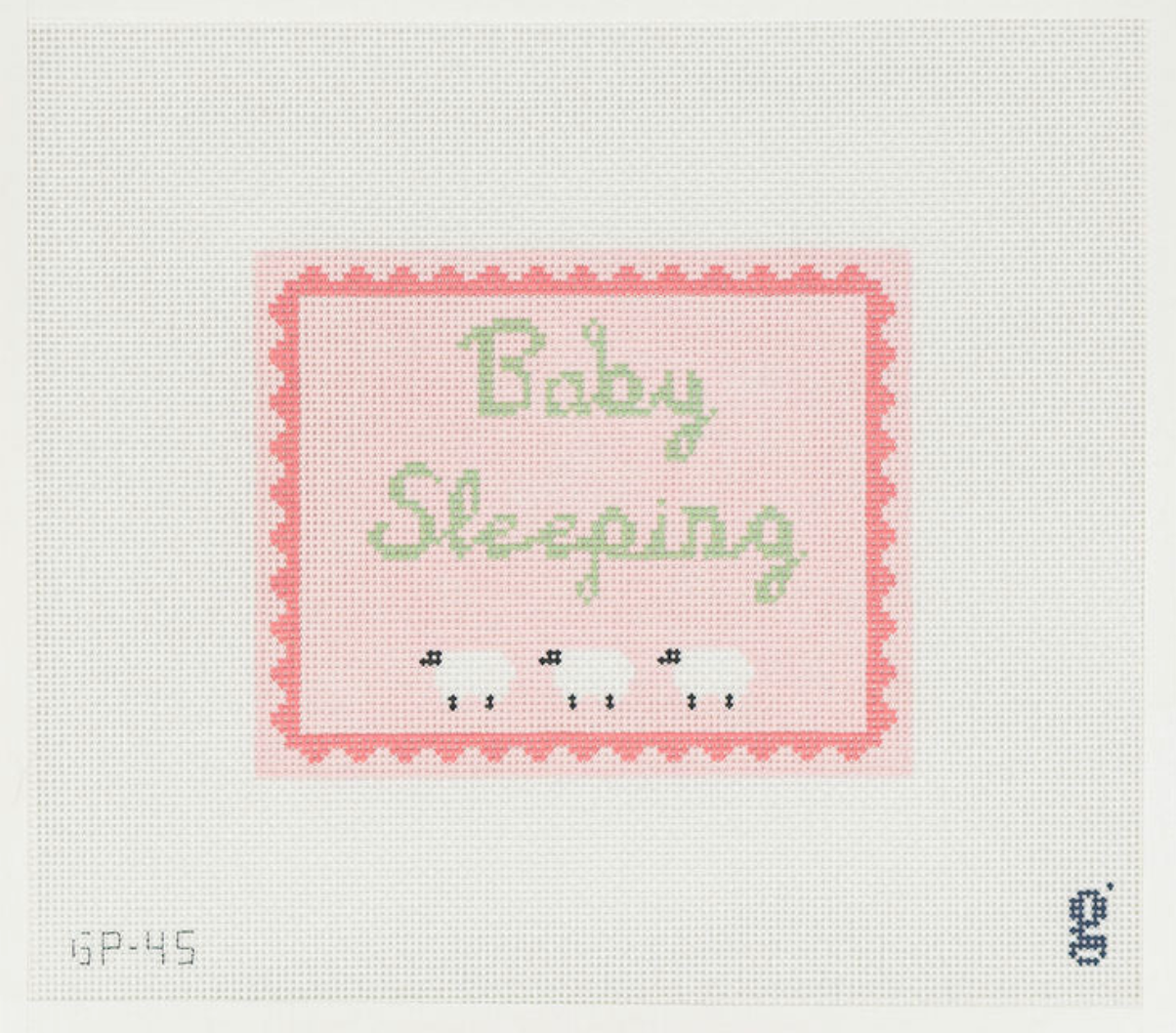 goodpoint baby sleeping sign pink needlepoint canvas