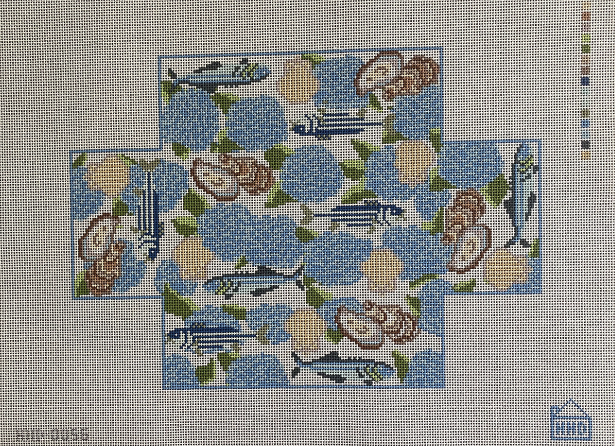 halcyon house Hydrangea Sea Garden Brick Cover needlepoint canvas