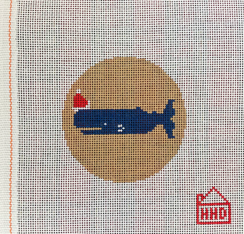 halcyon house Santa Whale round Ornament needlepoint canvas