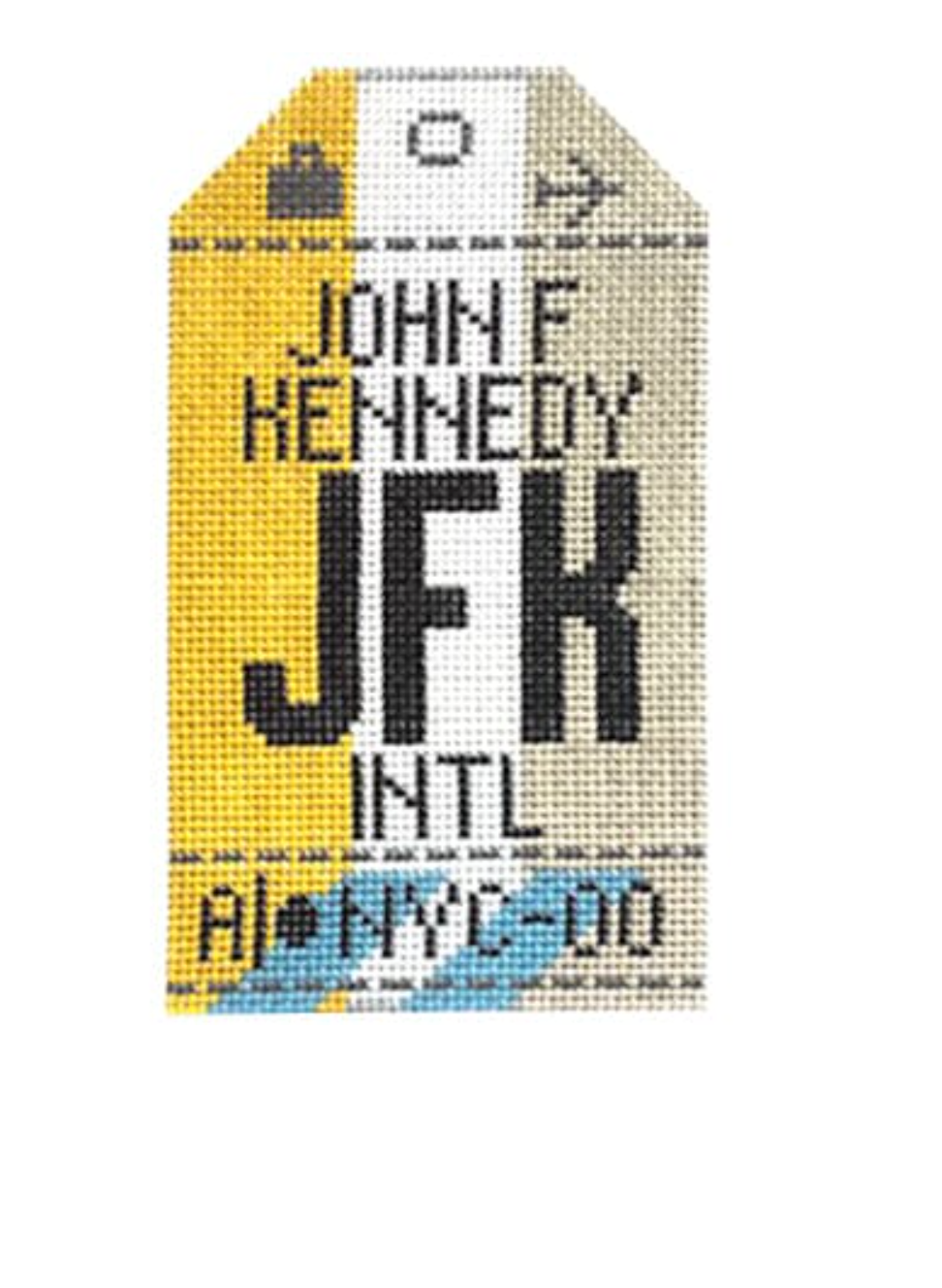 hedgehog JFK Retro Travel Tag needlepoint canvas