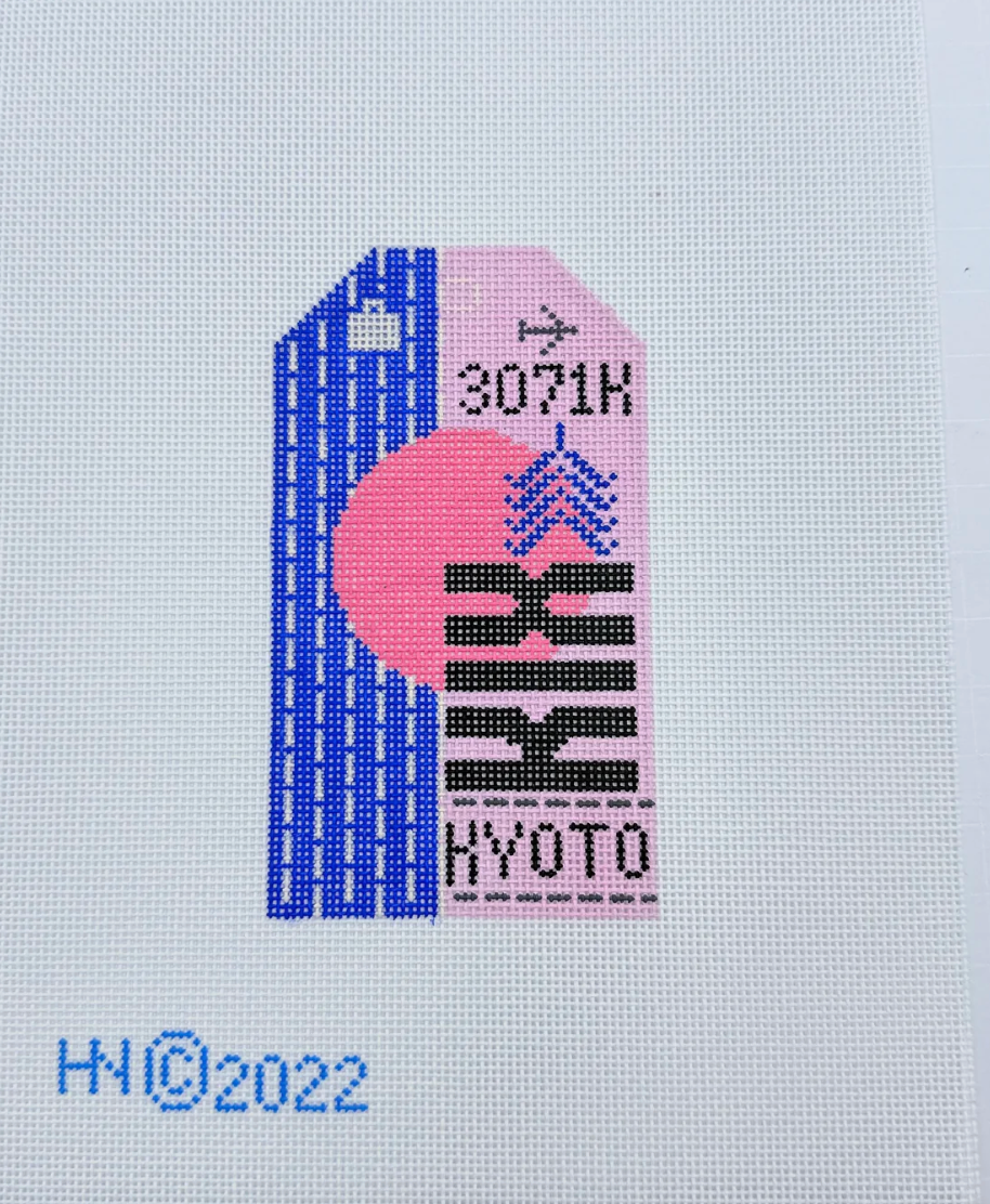 hedgehog Kyoto Retro Travel Tag needlepoint canvas