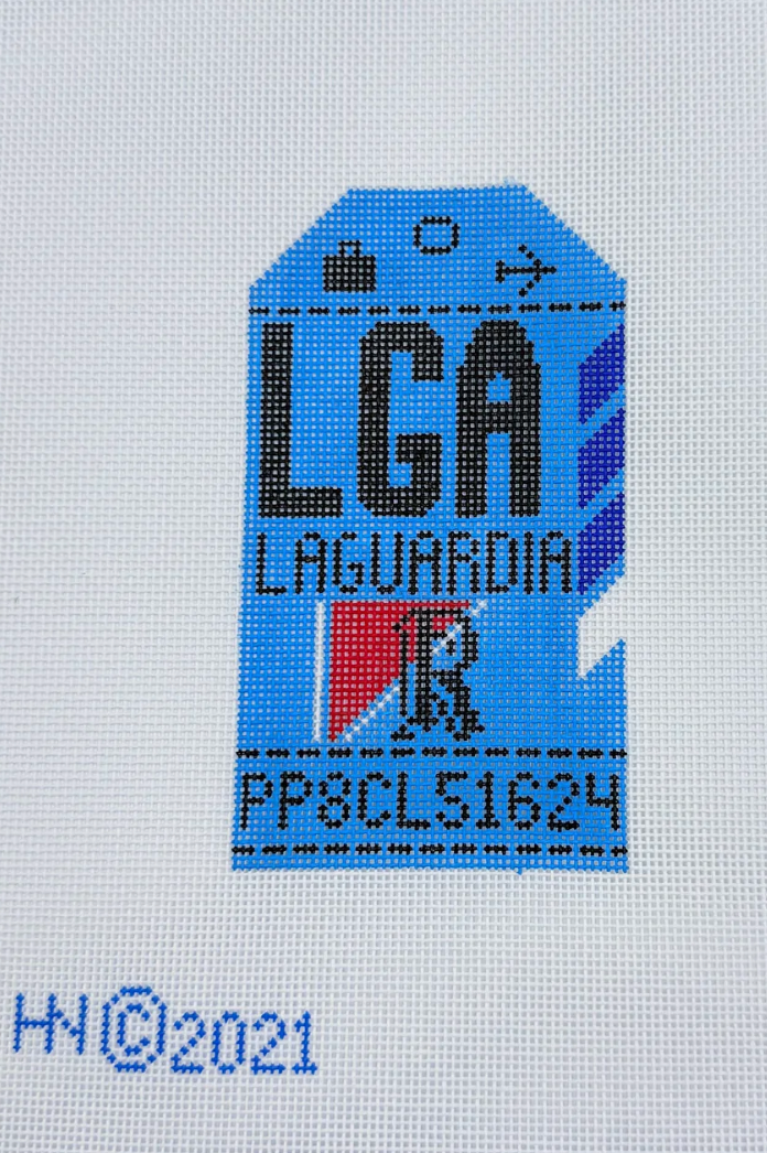 hedgehog Laguardia LGA Vintage Travel Tag Canvas needlepoint canvas