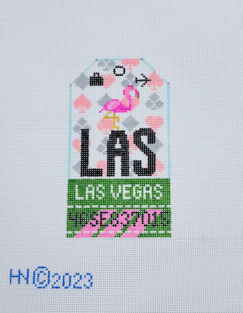 hedgehog Las Vegas Retro Travel Tag needlepoint canvas