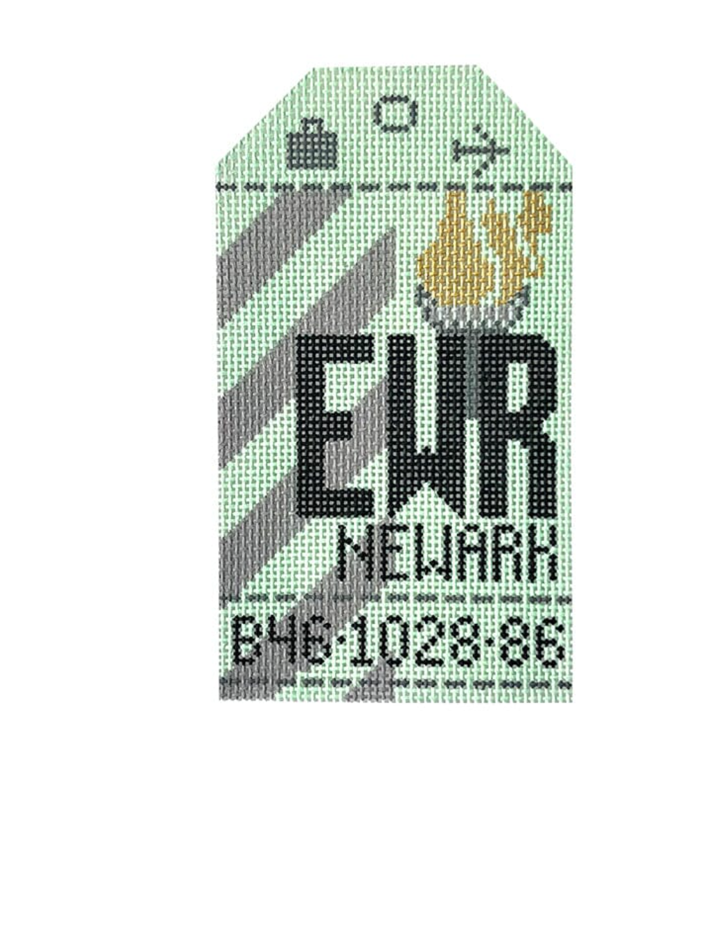 hedgehog Newark EWR Travel Tag needlepoint canvas