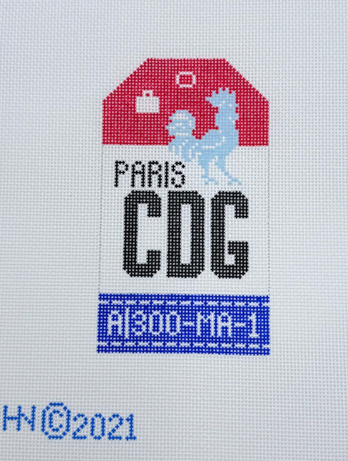 hedgehog Paris Vintage Travel Tag Canvas needlepoint canvas