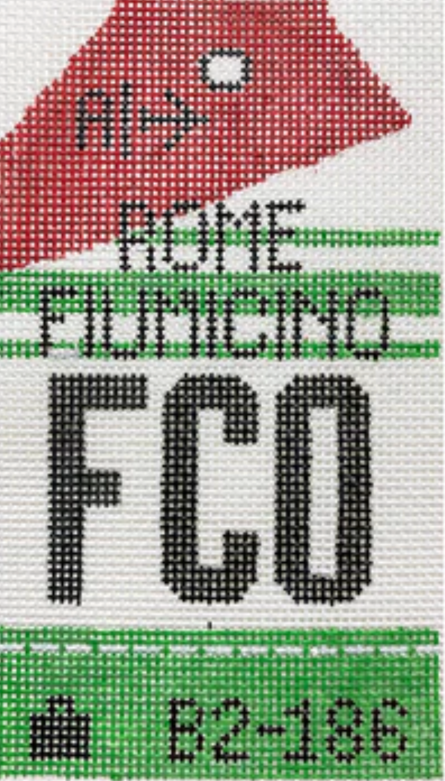 hedgehog Rome Retro Travel Tag needlepoint canvas