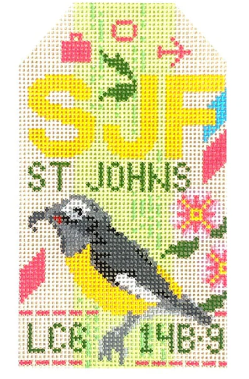 hedgehog St Johns SJF Retro Travel Tag needlepoint canvas