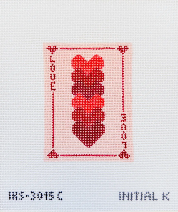initial k Love Card Hearts needlepoint canvas