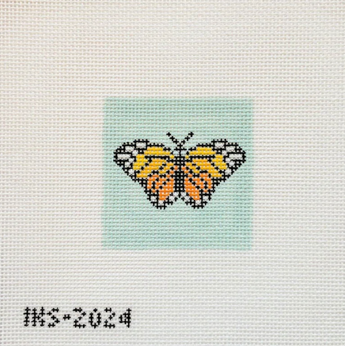 initial k Mini Monarch needlepoint canvas