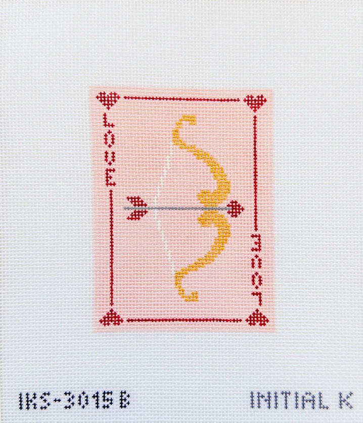 initial k initial k Love Card Cupid Bow needlepoint canvas
