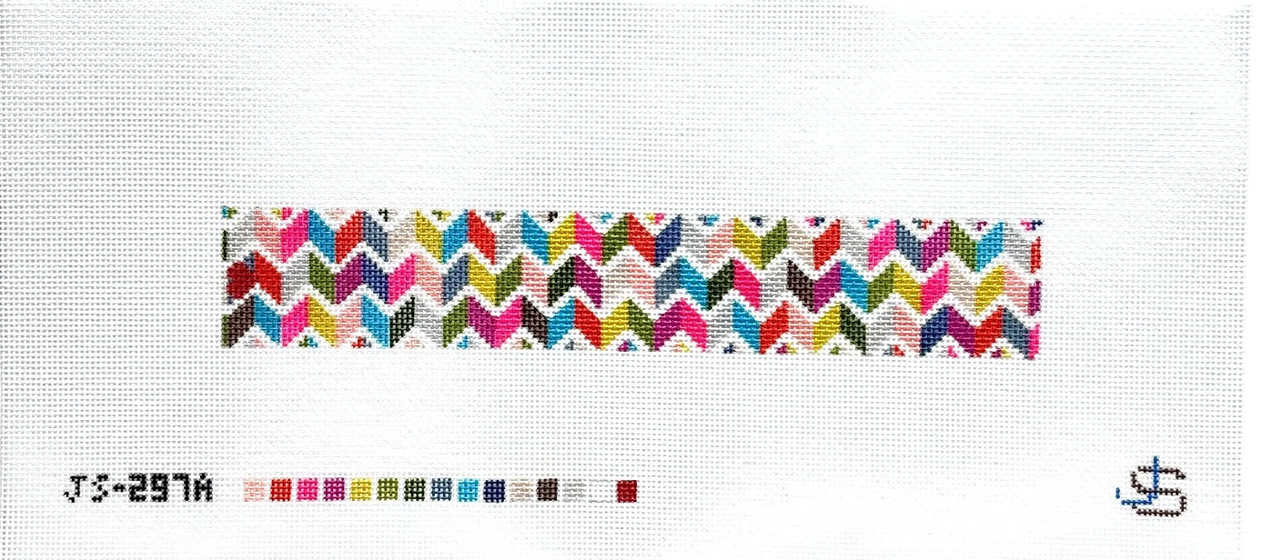 jeni sandberg Rainbow Chevron Key Fob needlepoint canvas
