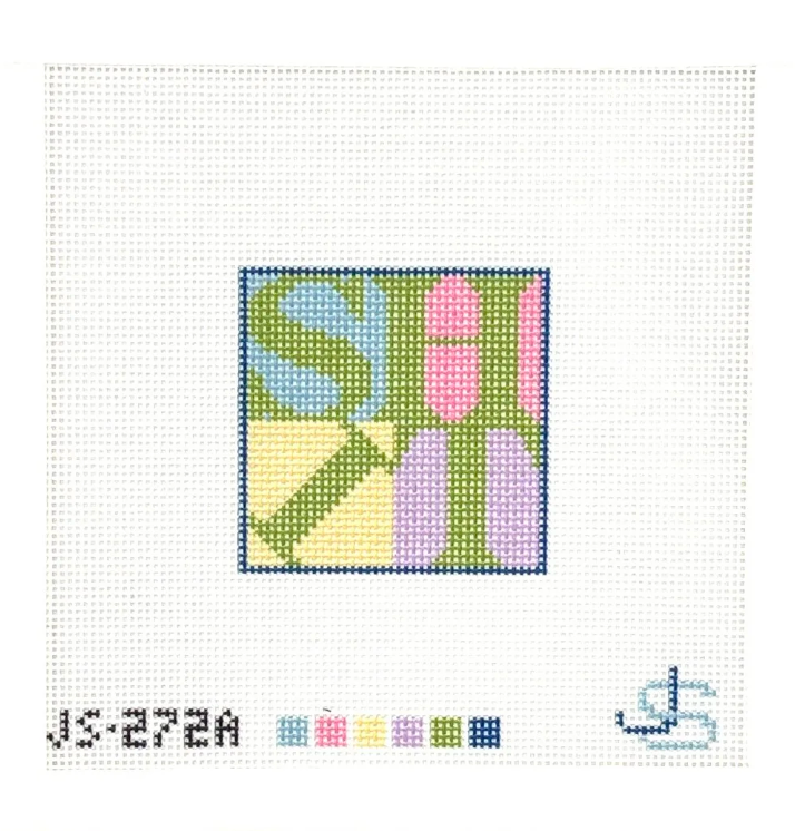 jeni sandberg SHIT Bag Charm Mini in Pastels needlepoint canvas