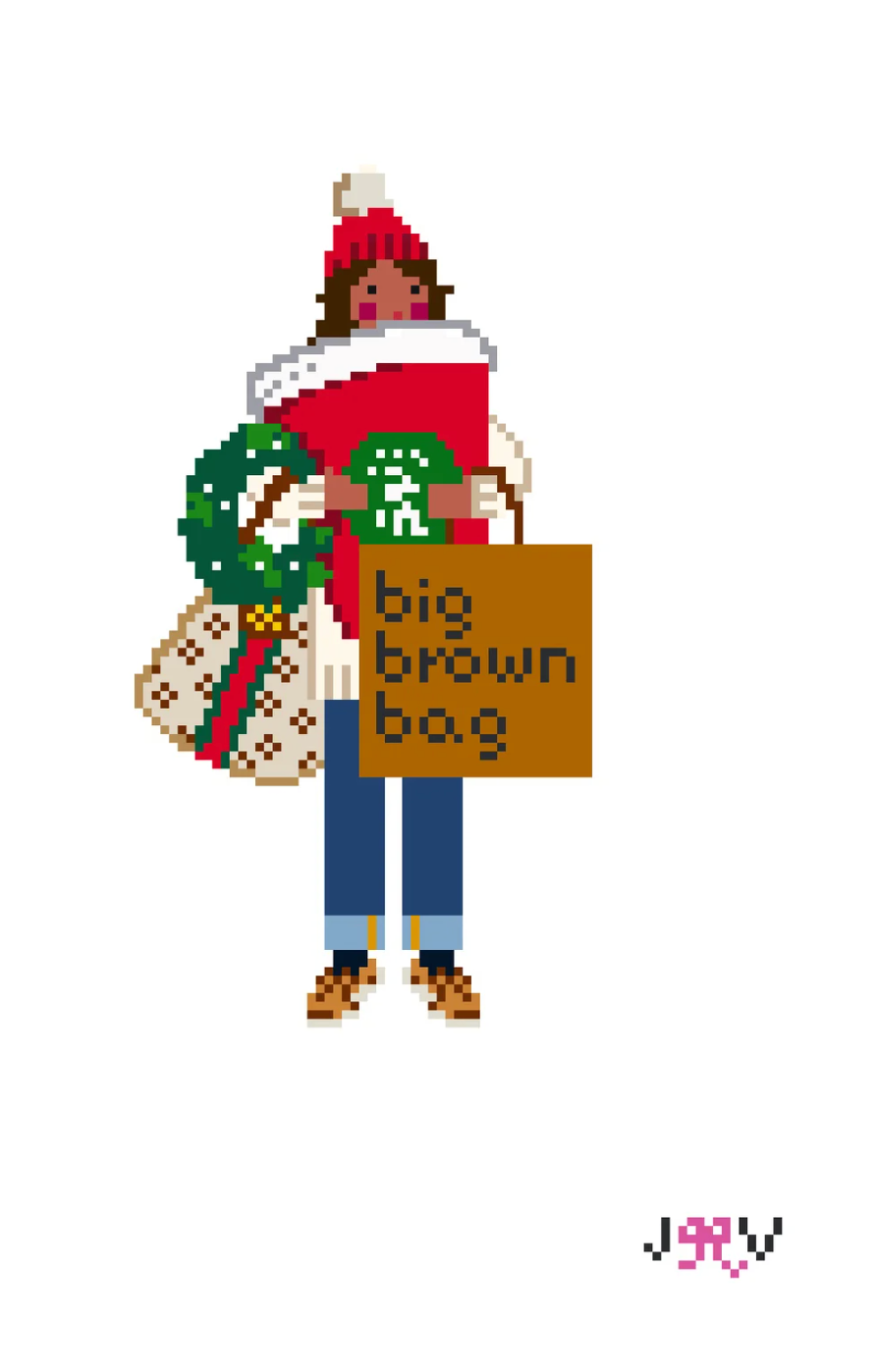 jennifer vallez Holiday Shopper Dark Skin needlepoint canvas