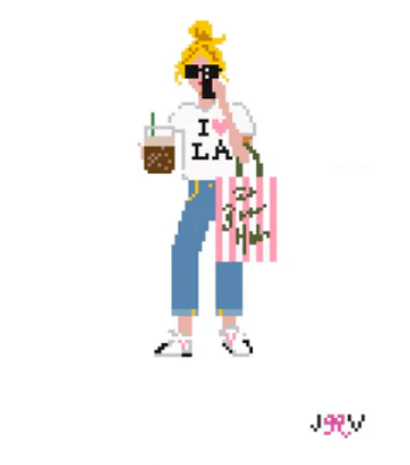 jennifer vallez LA Girl needlepoint canvas