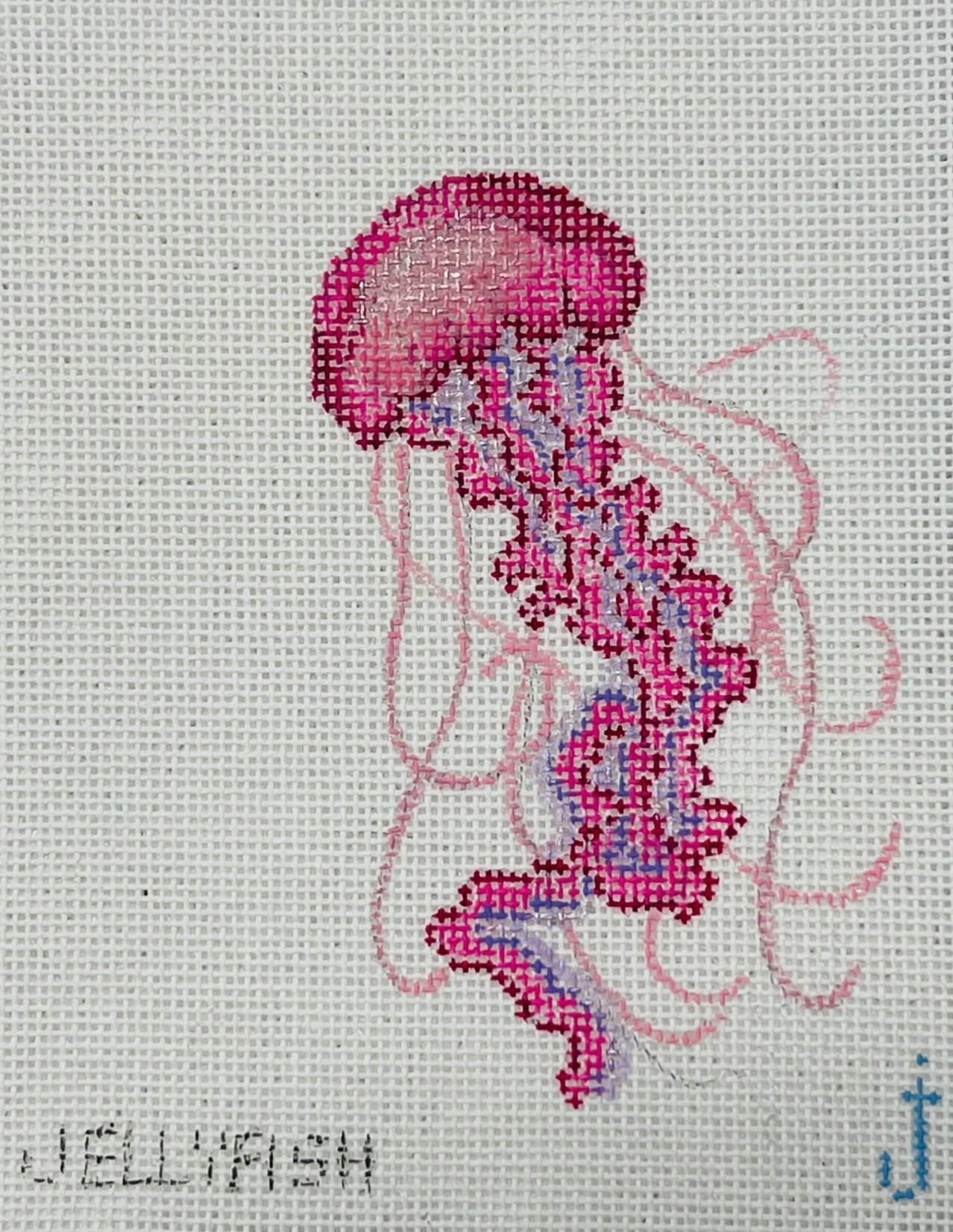 jessica tongel pink jellyfish needlepoint canvas