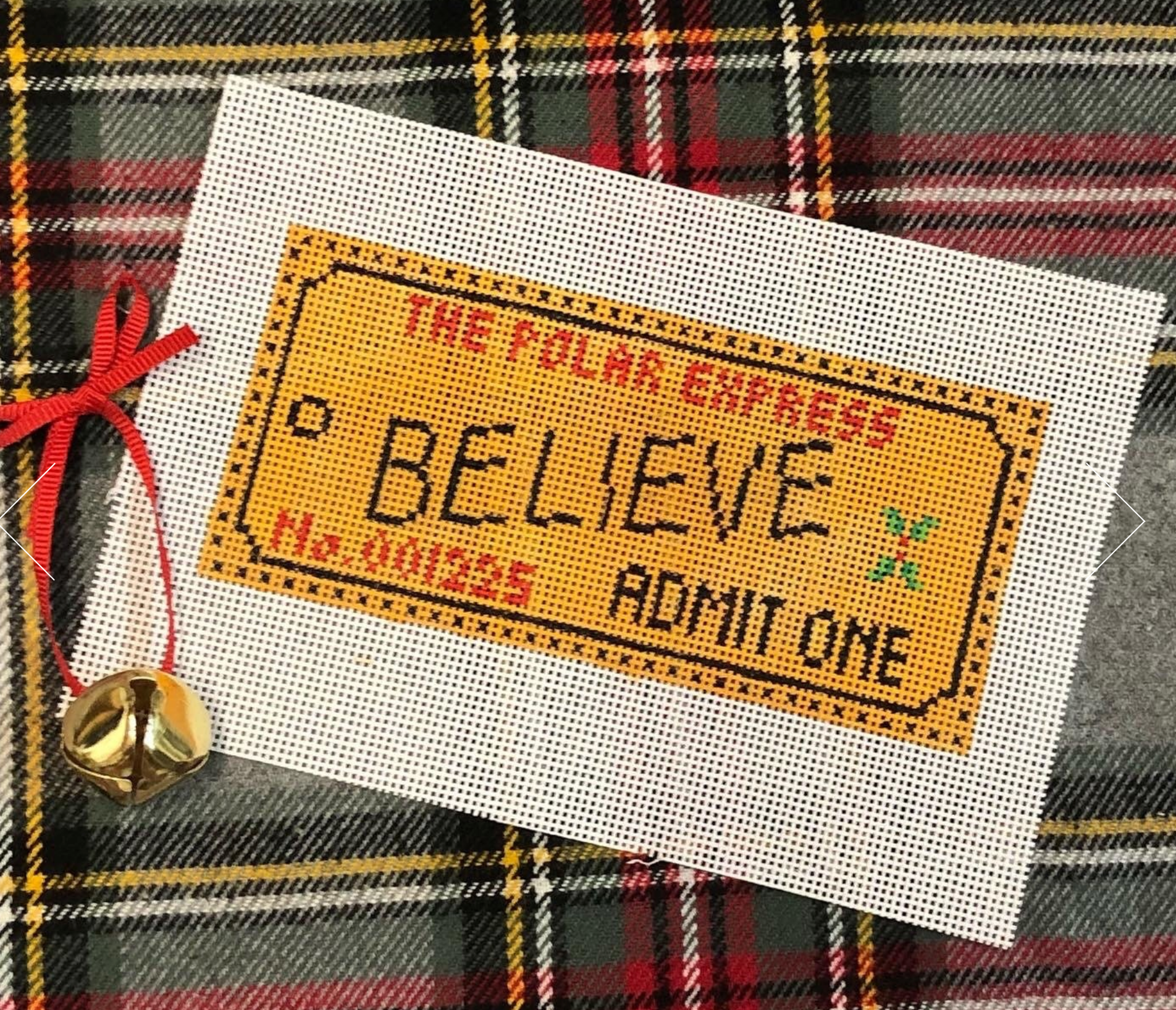 jessica tongel polar express ticket needlepoint canvas