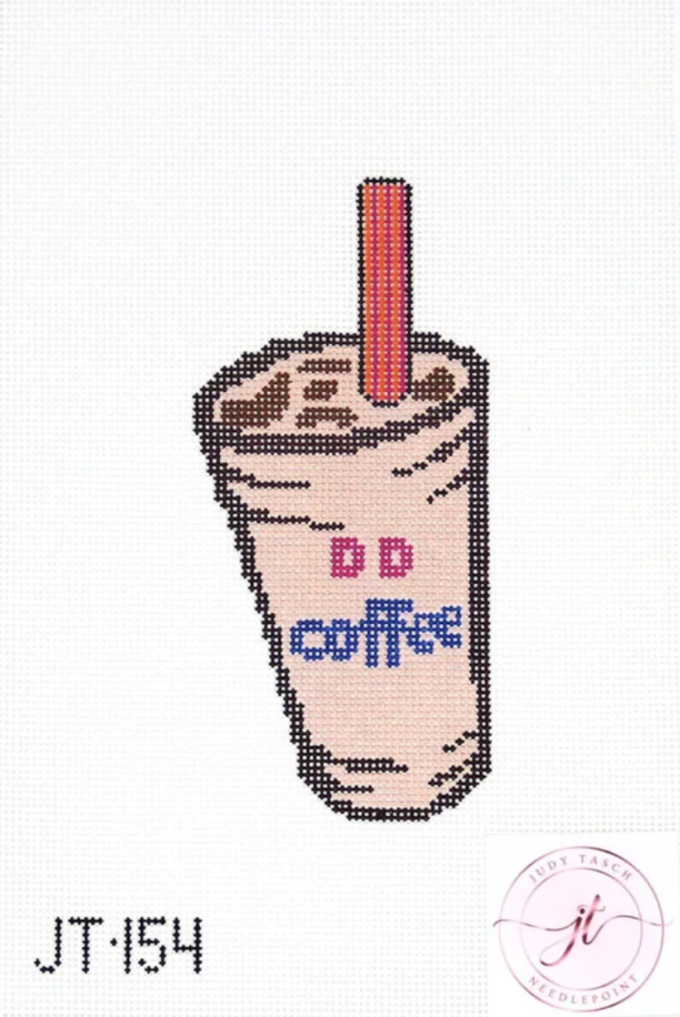 judy tasch dunkin iced coffee needlepoint canvas