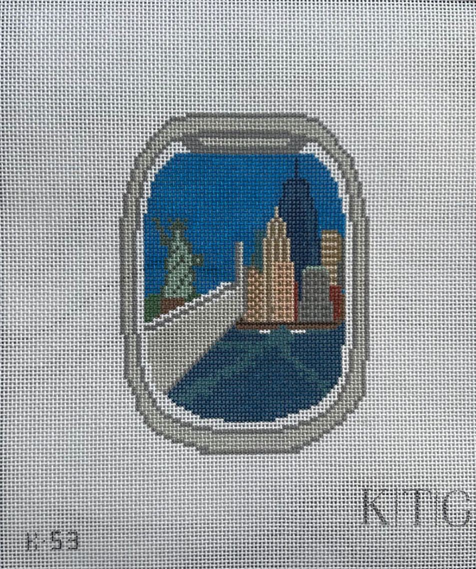 kate the great  ktg New York City Airplane Window needlepoint canvas