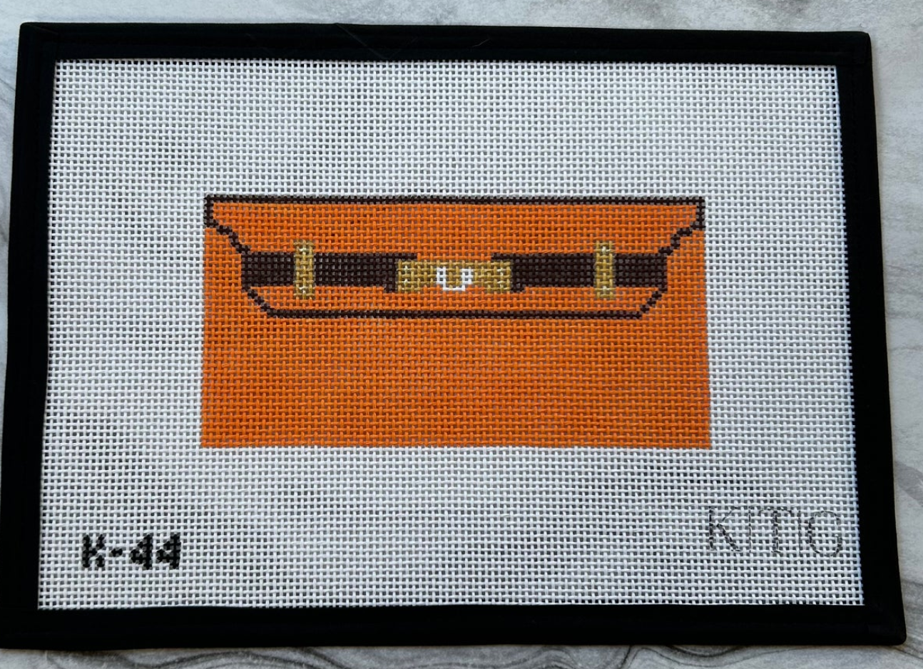 kate the great Orange Mini Clutch Canvas insert needlepoint canvas