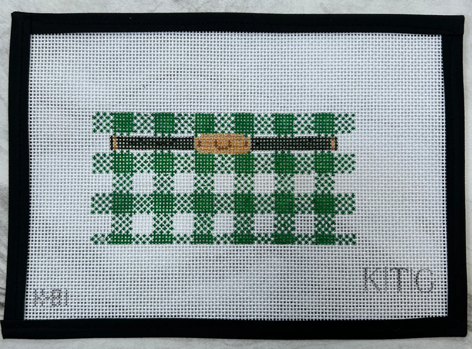 kate the great ktg green gingham holiday mini needlepoint canvas