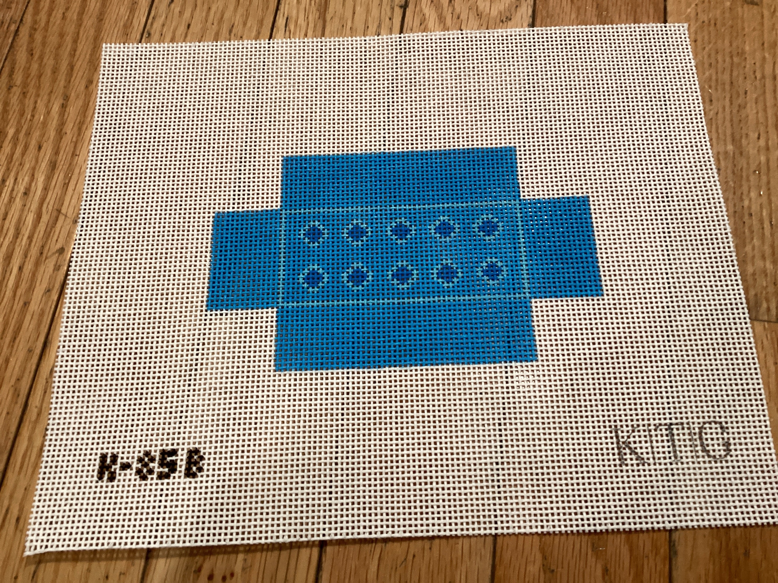 kate the great ktg mini brick blue needlepoint canvas