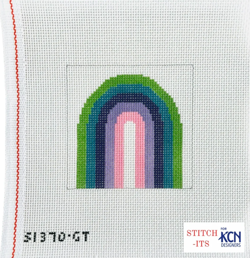 kc designers Green Teal Rainbow Square needlepoint canvas