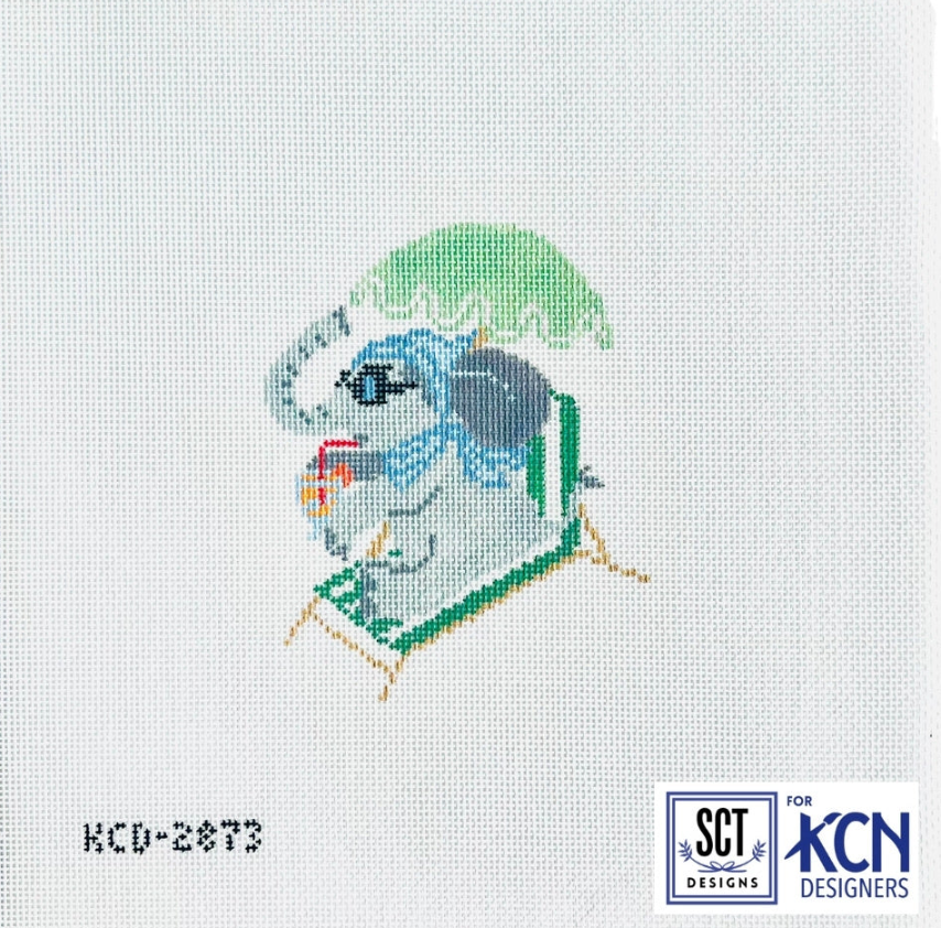 kc designers La Dolce Vita Riviera Elephant needlepoint canvas