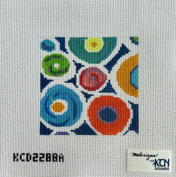 kc designers Multi Colored Circles Square beginner needlepoint canvas