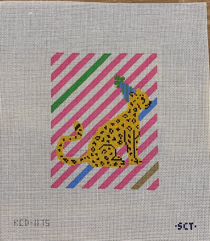 kc designers Party Cheetah needlepoint canvas