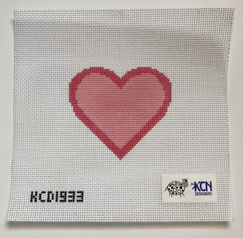 kc designers Pink Open Heart beginner needlepoint canvas