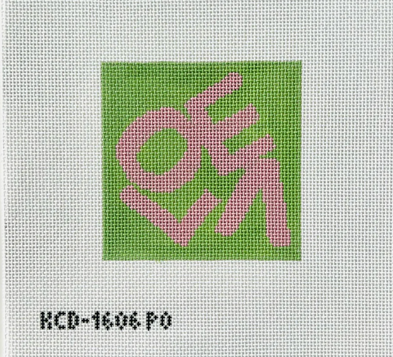 kc designers Pink and Green Love Beginners Kit needlepoint canvas