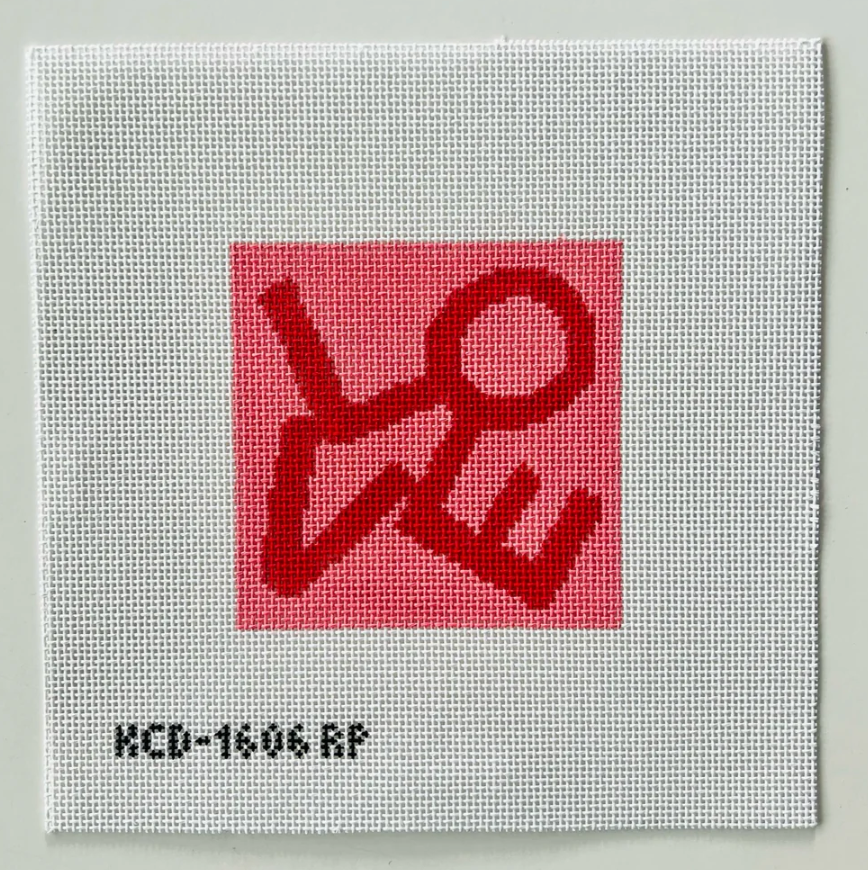 kc designers Pink and Red Love Canvas Printed needlepoint canvas