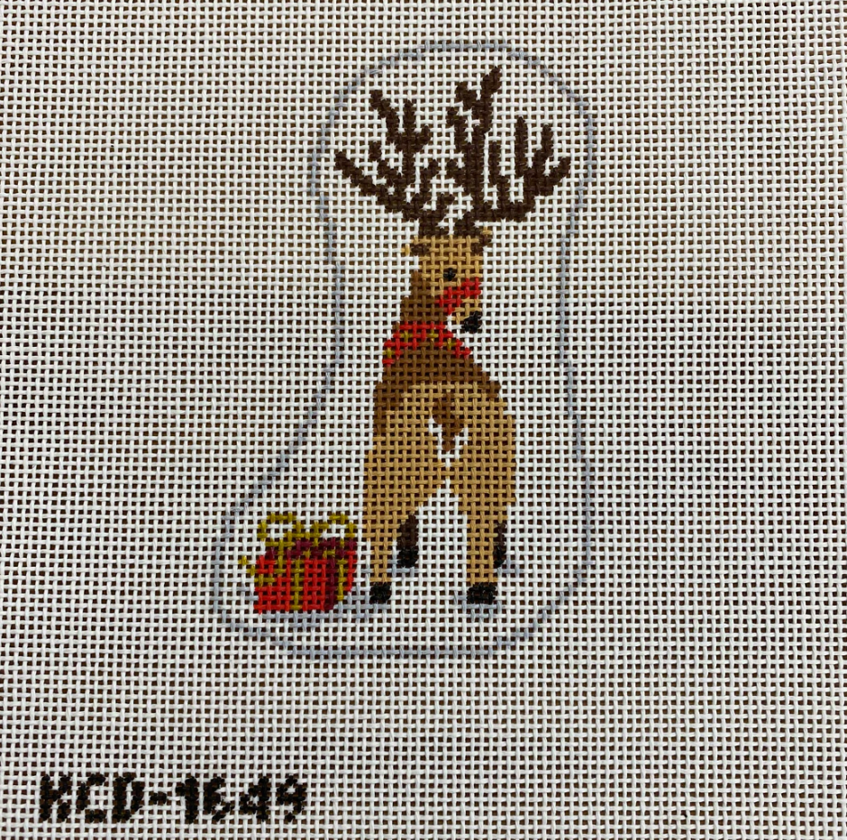 kc designers Reindeer Butt Ornament needlepoint canvas