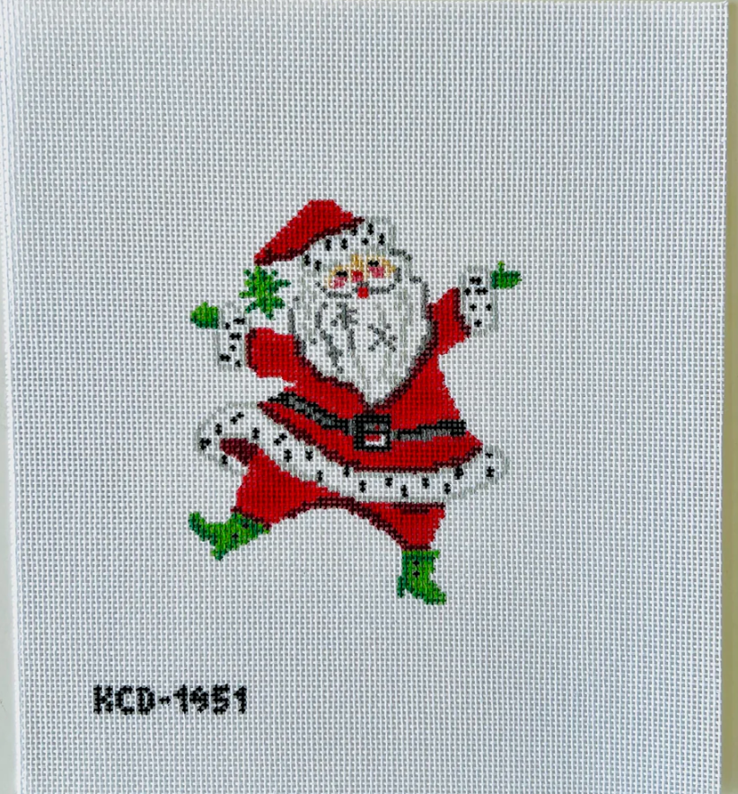 kc designers taylor beach Retro Santa with Dots needlepoint canvas