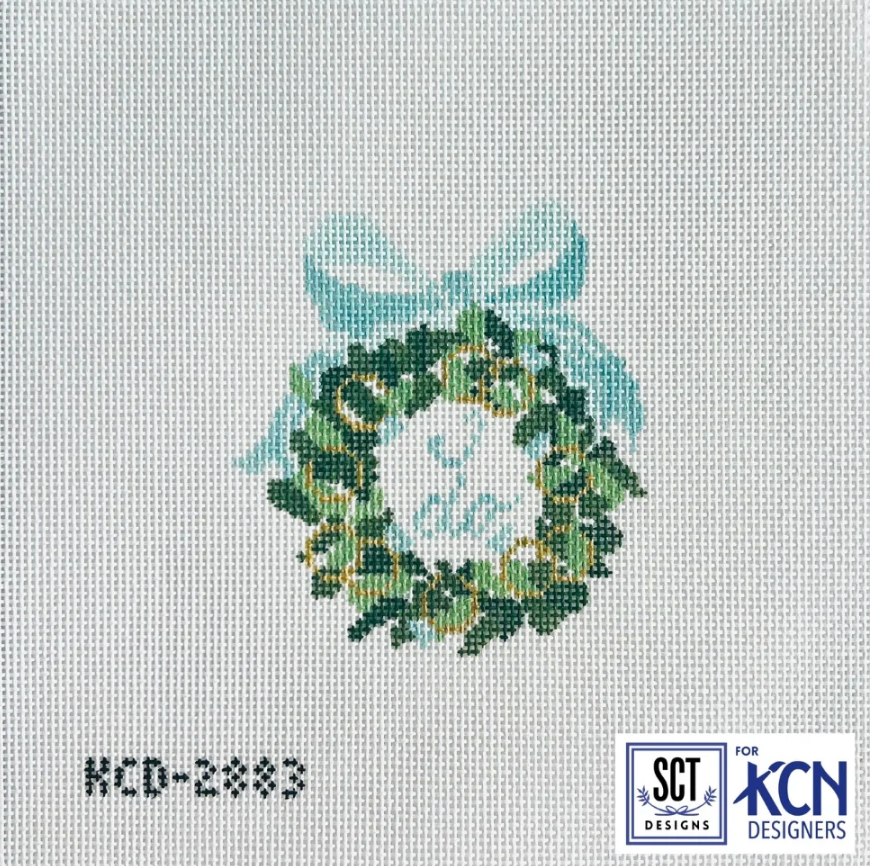 kc designers wedding/engagement wreath needlepoint canvas