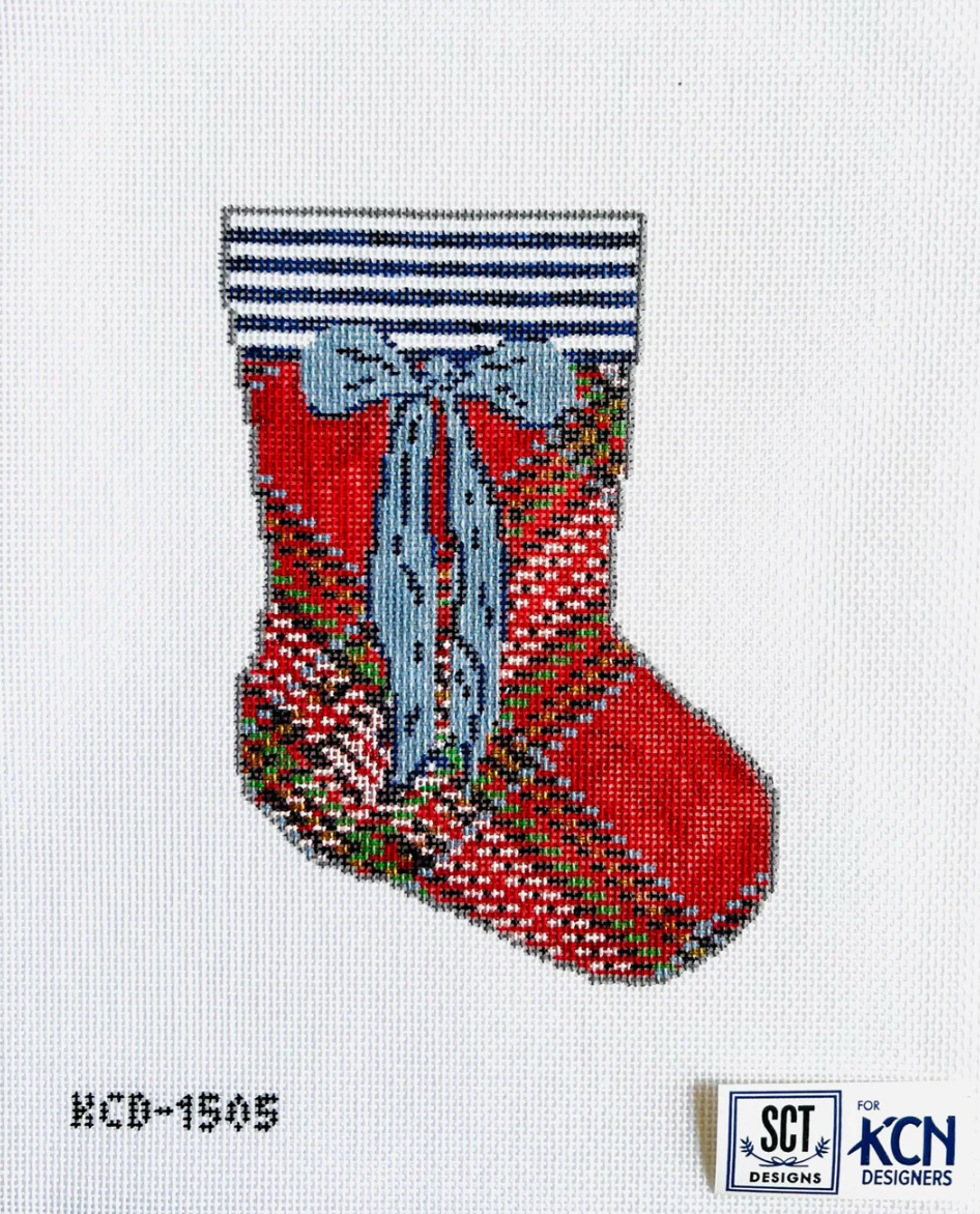 kcd sct Red Tartan Mini Sock needlepoint canvas