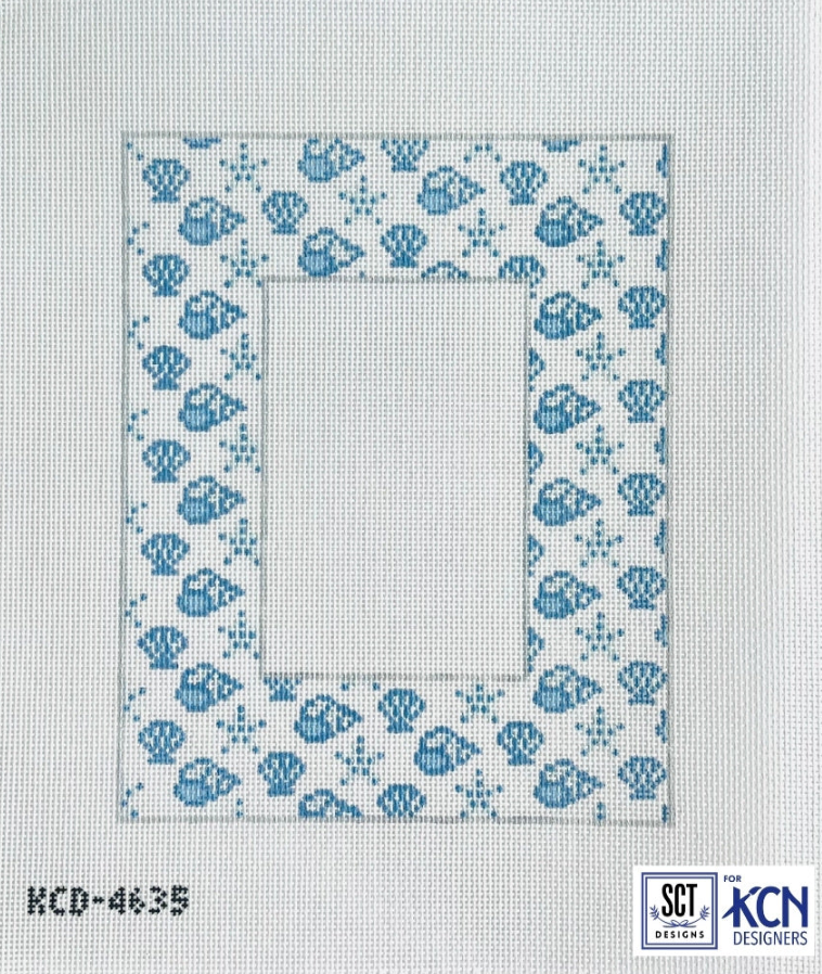 kcd Vertical Blue Seashell Pillow/Frame needlepoint canvas