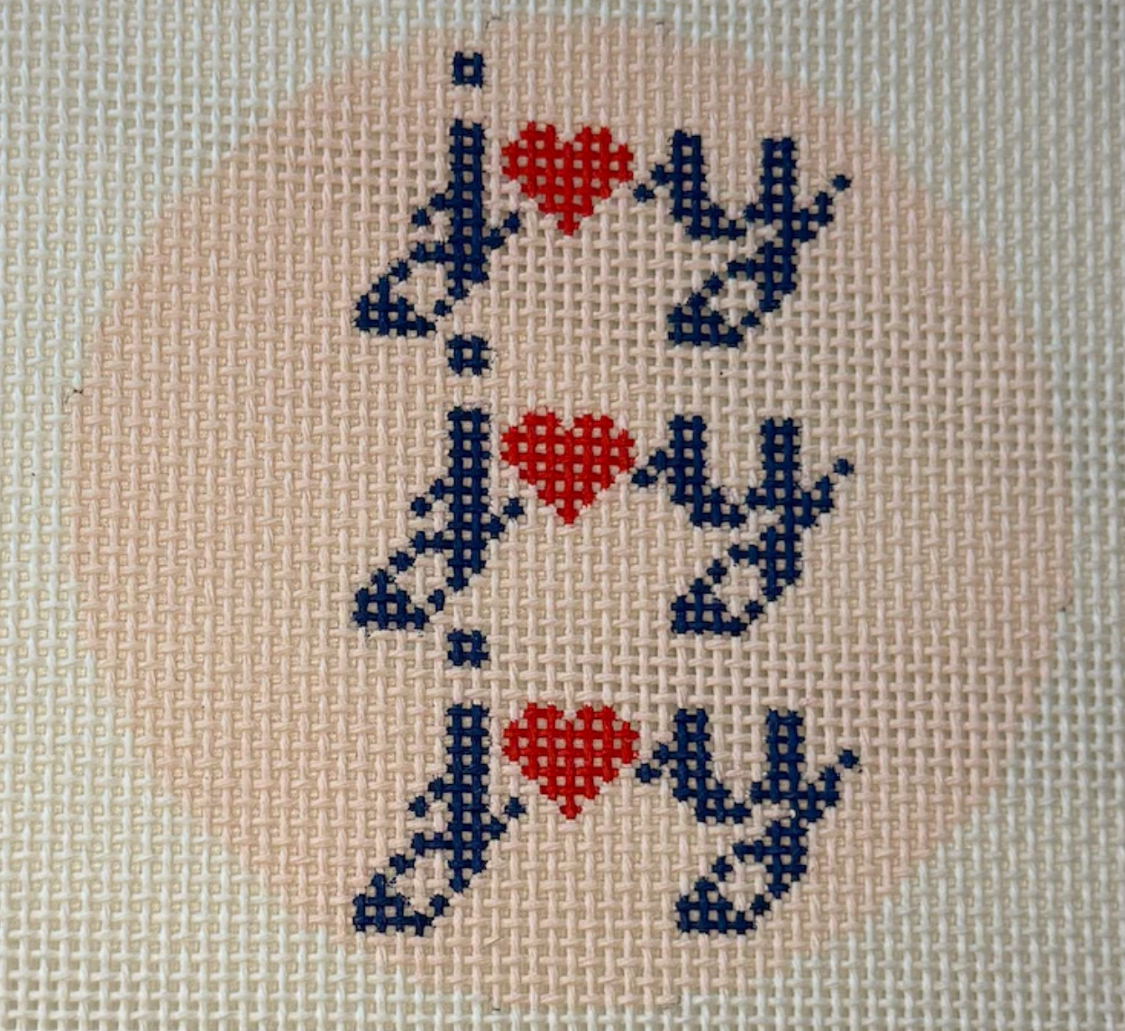 kcd joy joy joy ornament round needlepoint canvas