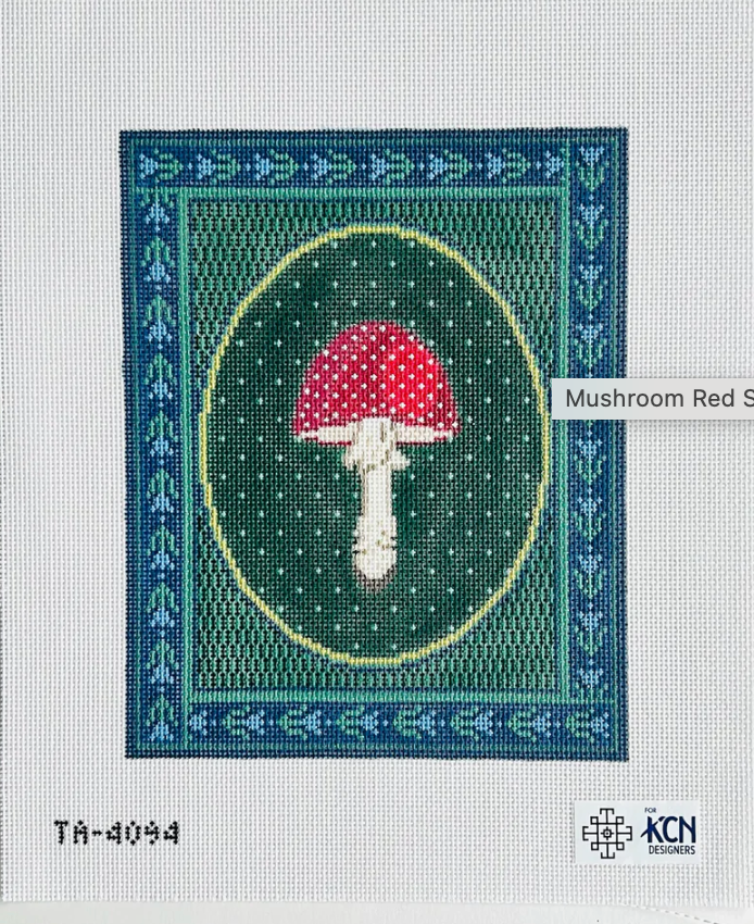 kcd thorn alexander red mushroom stand-up pillow needlepoint canvas
