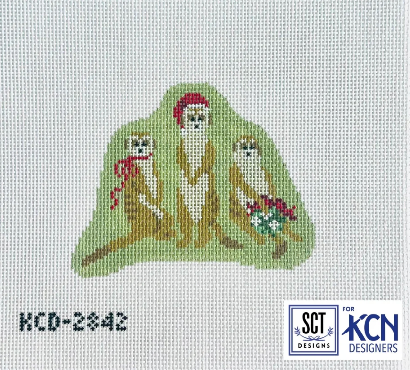 kcn Holiday Meerkats needlepoint canvas