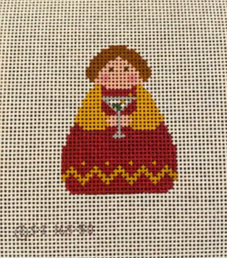kcn Stitch It Angel with Martini needlepoint canvas
