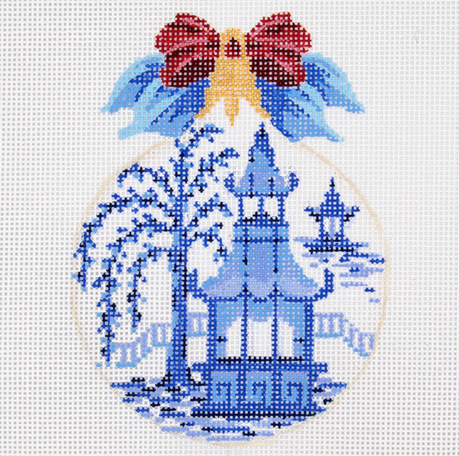kelly clark Blue Pagoda Kissing Ball needlepoint canvas