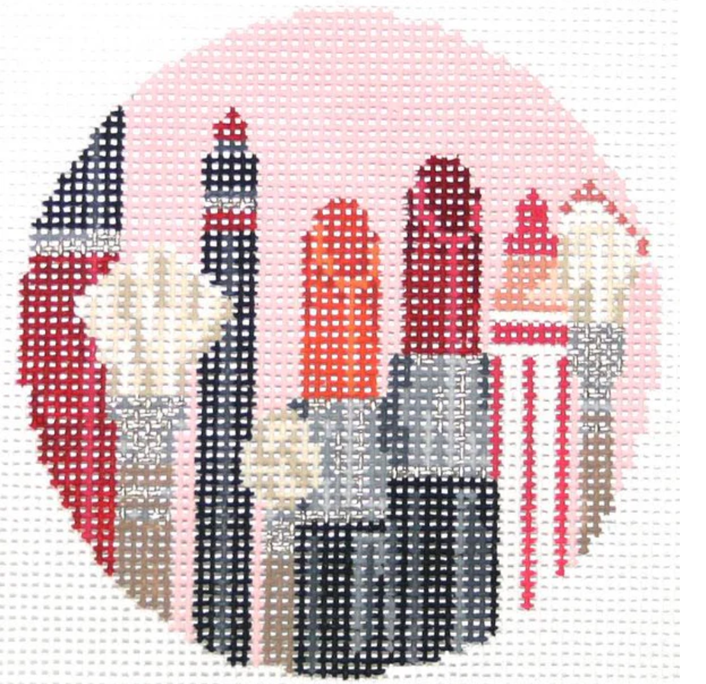 kelly clark Fire Red Lip Palette Round needlepoint canvas