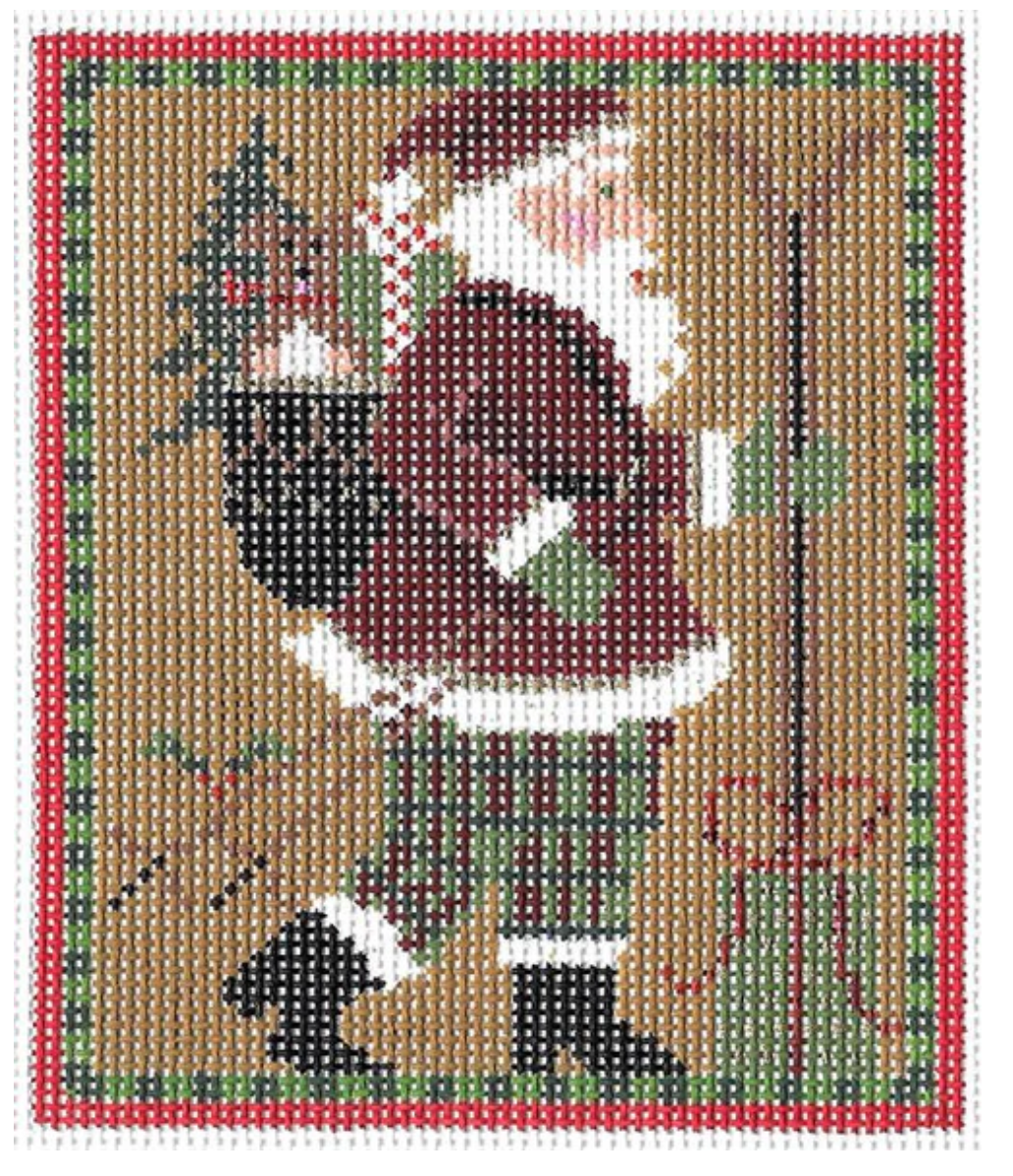 kelly clark skiing santa needlepoint canvas