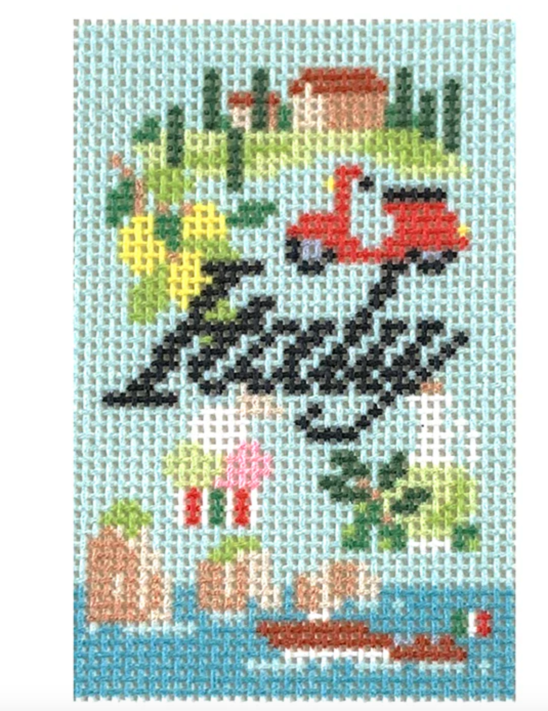 kirk and bradley Italy Bag Charm Insert luggage tag needlepoint canvas