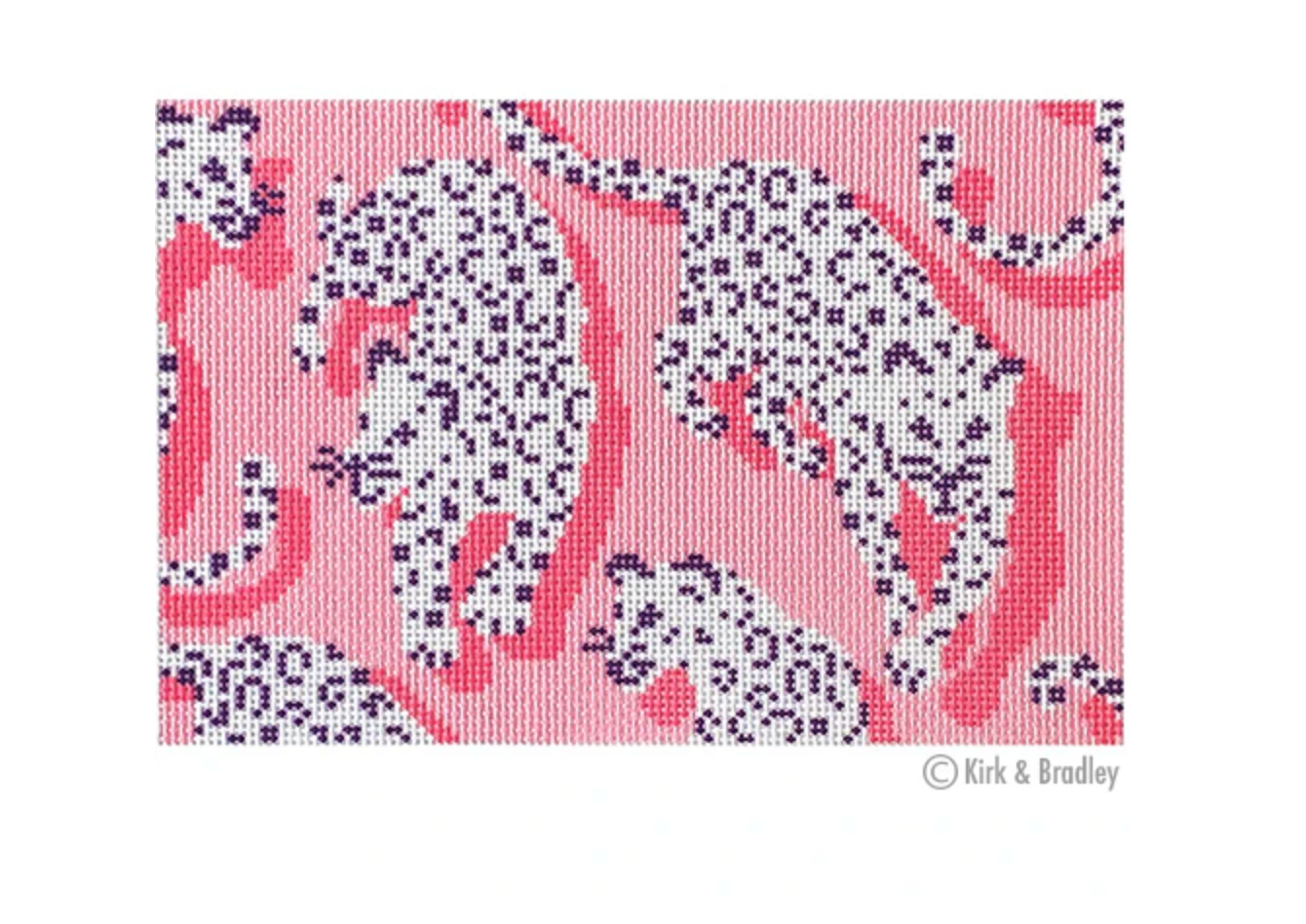 kirk and bradley Pink Leopard Clutch needlepoint canvas