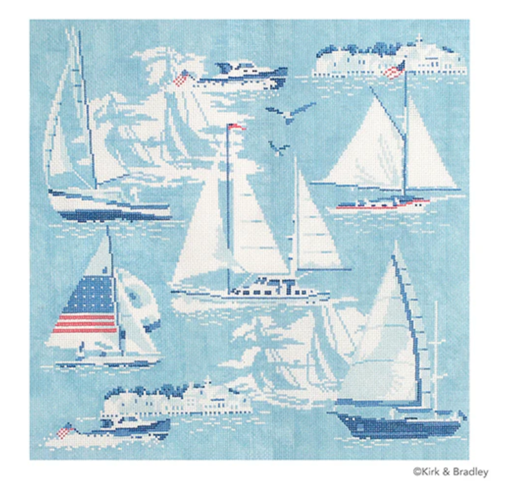 kirk and bradley Regatta Pillow No. 2 needlepoint pillow