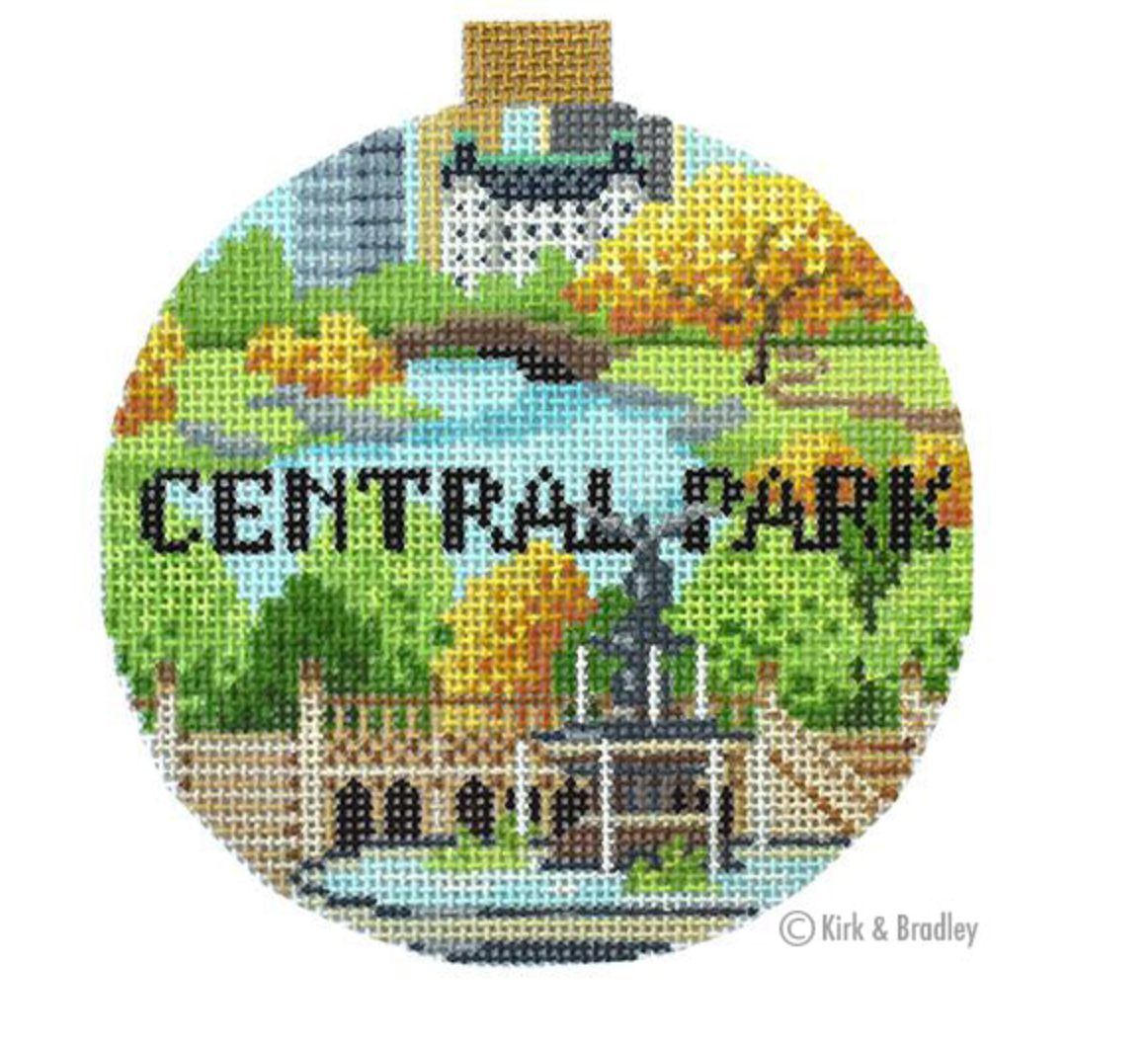 kirk and bradley central park round needlepoint canvas